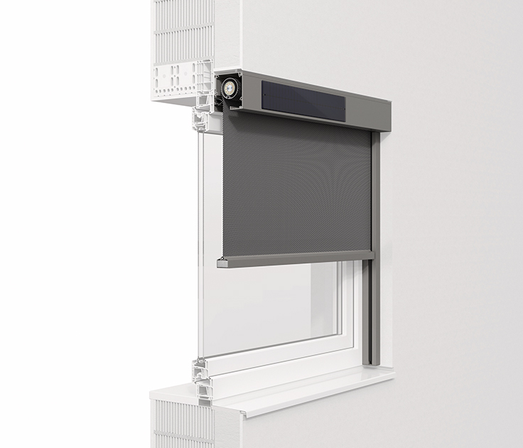 Elektrischer Rollladenantrieb von Rolladen Sen – komfortable Steuerung per Funk oder Smart Home System. Beispielhafte Darstellung.