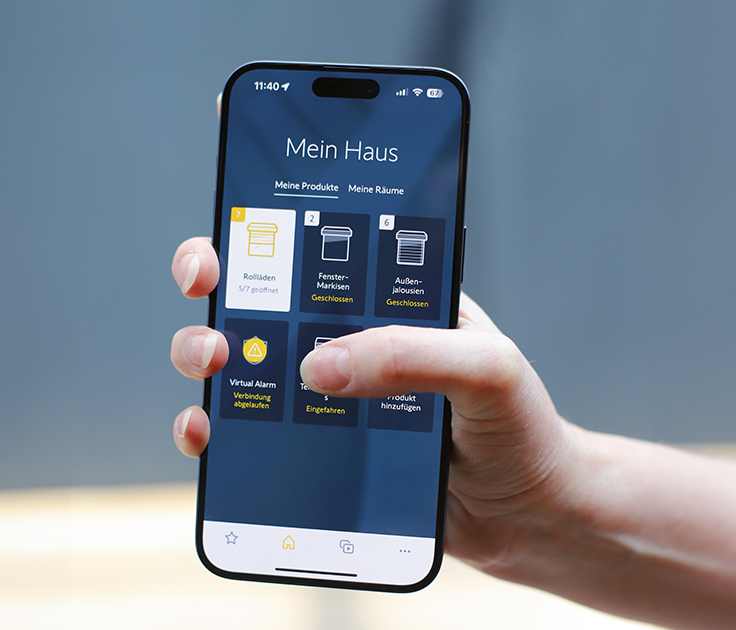 Elektrischer Rollladenantrieb von Rolladen Sen – komfortable Steuerung per Funk oder Smart Home System. Beispielhafte Darstellung.